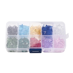 Звезда 100 шт 10 цвета стеклянные подвески, с пластиковой коробке, звезда, 14x15x7 мм, отверстие : 1.2 мм, 10 шт / цвет