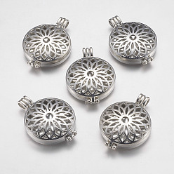 Платина Литые диффузор Locket подвески, фото прелести рамка для ожерелья, без кадмия, без никеля и без свинца, плоско-круглые, платиновый цвет, 45x33x8 мм, отверстие : 6x4 мм