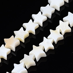 Морская Ракушка Естественных пресноводных оболочки бисер нитей, пентаграmmа, цвет морской раковины, 6~7x6.5~7.5x3 мм, отверстие : 0.5 мм, около 69 шт / нитка, 15.63 дюйм (39.7 см)