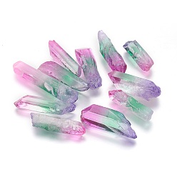 Разноцветный Гальваническое покрытие из натурального кварца, нет отверстий / незавершенного, самородки, красочный, 30~75x12~20x4~18 мм, Около 32~60 шт / 1000 г