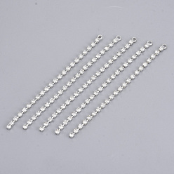 Серебро Латунные цепочки для чашек со стразами большие подвески с кисточками, кристалл, серебряные, 70x2.5x2 мм, отверстие : 1.6 мм