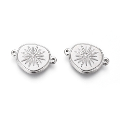 Нержавеющая Сталь Цвет Устойчивы к потускнению 304 соединители из нержавеющей стали, плоские круглые с солнцем, цвет нержавеющей стали, 14.5x20.5x2.5 мм, отверстие : 1.4 мм