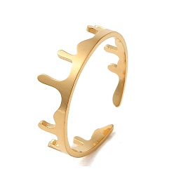 Золотой 304 открытая манжета из нержавеющей стали, корона, золотые, размер США 8 1/2 (18.5 мм)