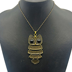 Сова Сплав горный хрусталь кулон ожерелья, платина, сова