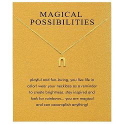 Letter U Дружба латунные подвески ожерелья, золотые, Буква U, 17.72 дюйм (45 см)