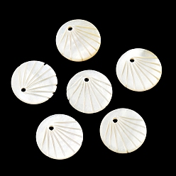 Floral White Natural Yellow Shell Pendants, Sunburst Disc Charm, Floral White, 16x1.5~2mm, Hole: 1.6mm