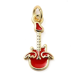 (123L) Белый крем непрозрачный блеск Латунь эмаль подвески, долговечный, без свинца и без кадмия, с целью перехода в кольце, гитарный шарм, стойки покрытие, реальный 18 k позолоченный, огнеупорный кирпич, 17.5x9x2 мм, отверстие : 3.5 мм