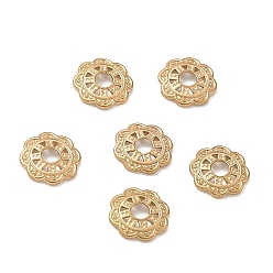 Echt 18 k vergoldet 304 Edelstahl Kornkappe, Blume, echt 18 k vergoldet, 6x1 mm, Bohrung: 1.6 mm