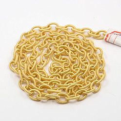 Gold Handmade Nylon Cable Chains Loop, Oval, Gold, 8~9x11~13x2mm, about 85cm/strand, 33.5 inch