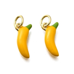 Банан Латунь эмаль подвески, стойки покрытие, без кадмия и без свинца, долговечный, реальный 18 k позолоченный, банан, 13.5x6.5x3.5 мм, отверстие : 3 мм