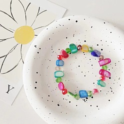 Разноцветный Браслеты из ракушек и стеклянных бусин в стиле бохо для женщин, самородки, красочный, внутренний диаметр: 2 дюйм (5 см)