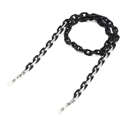 Silver Spray Painted CCB Plastic Linking Eyeglasses Chains, Neck Strap for Eyeglasses, with 304 Stainless Steel Lobster Claw Clasps and Rubber Loop Ends, Silver, 27.55~27.95 inch(70~71cm)