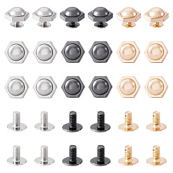 (52) Непрозрачная лаванда 18 наборы 3 цвета железные винты, с гайками из сплава, шестиугольник, разноцветные, 13.5x12x6 мм, отверстие : 2.5 мм, 6 наборы / цвет