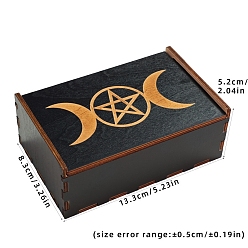 Lune Boite en bois, pour les colliers, Anneaux, boucles d'oreilles et pendentifs, rectangle, lune, 13.3x8.3x5.2 cm