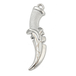 Platinum Alloy Pendants, Knife Shape, Platinum, 54.5x19.5x4.5mm, Hole: 2.5x3mm