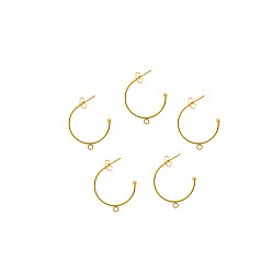 Золотой 304 серьги-гвоздики из нержавеющей стали, с петлей, с формой, золотые, 15 мм, 6 шт / комплект