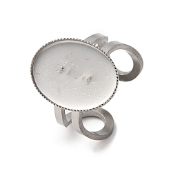 Нержавеющая Сталь Цвет 304 выводы открытой манжеты из нержавеющей стали, настройки кольца чашки безеля, овальные, цвет нержавеющей стали, лоток : 18x13 мм, внутренний диаметр: 18 мм