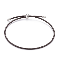 Кокосово-Коричневый Регулируемые браслеты-слайдеры из искусственной кожи, с 304 ползунками из нержавеющей стали и концом шнура, кокосового коричневый, 10-3/8 дюйм (26.5 см), 2 мм