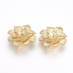 Без Покрытия Соединители латунные звенья, без кадмия и без свинца, цветок, сырой (без покрытия), 24.5x22x6.5 мм, отверстие : 2 мм