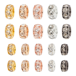 Gemischte Farbe Legierungskristallrhinestone-Perlen, Rondell, Gemischte Farbe, 12~13.5x6~7 mm und 10x5.5 mm, 40 Stück / Karton