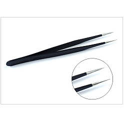 Черный Пинцет из нержавеющей стали, инструменты для подбора ногтей, чёрные
