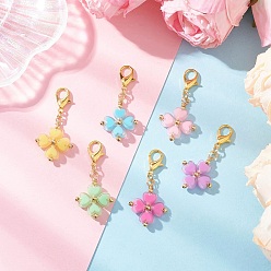 Золотой Клевер акриловые и латунные подвесные украшения, с цинковым сплавом застежками омаров коготь, золотые, 45 мм, 6 шт / комплект