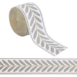 Темно-Серый Полиэфирные ленты, жаккардовая лента, тирольская лента, аксессуары для одежды, лист, темно-серый, 2-3/8 дюйм (60 мм), около 10.94 ярдов (10 м) / комплект