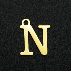 Letter N 201 прелести нержавеющей стали, лазерная резка, буквы, золотые, letter.n, 12x10x1 мм, отверстие : 1.5 мм