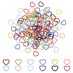 (52) Непрозрачная лаванда 240шт 12 цветные окрашенные в духовке железные соединительные кольца, кованое открытое кольцо, сердце, разноцветные, 12x14x1.5 мм, внутренний диаметр: 8x10 мм, 20 шт / цвет