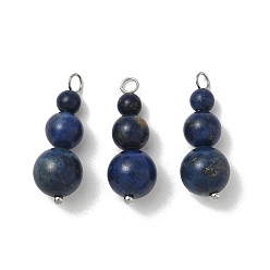 Ляпис-Лазурь Подвески из натурального лазурита круглые бусины, подвески в виде тыквы с железными петлями платинового тона, 20.5~24x8~8.5 мм, отверстие : 1.5~3 мм