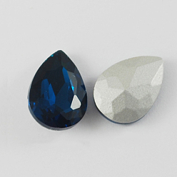 Морской Синий Конусные стеклянные стразы, с покрытием на задной стороне, граненые, слеза, Marine Blue, 25x18x7 мм