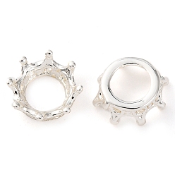 Посеребрённый Корона латунь бисер, без кадмия, без никеля и без свинца, 925 серебро покрытием, 8x3 мм, отверстие : 3 мм