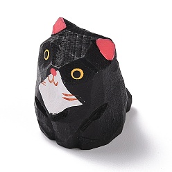 Черный Деревянные фигурки в форме кошки, для украшения столешницы в домашнем офисе, чёрные, 25x32x34 мм