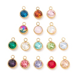 (52) Непрозрачная лаванда Ионное покрытие (ip) 304 нержавеющая сталь с k9 стеклом, реальный 18 k позолоченный, разноцветные, 13.5x10x6.5 мм, отверстие : 2.5 мм