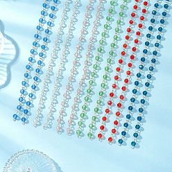 (52) Непрозрачная лаванда Ручная работа 304 цепочки из нержавеющей стали и стекла в форме ронделей, несварные, золотые, разноцветные, Коннекторы : 12~13x5.5~6 мм, 1 м / шт