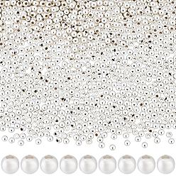 Посеребрённый Латунные бусины, круглые, 925 серебро покрытием, 2x2 мм, отверстие : 0.8 мм, 1000 шт