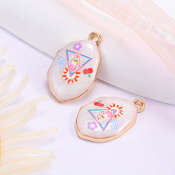 Треугольник Подвески из эмали и сплава, золотые, овальный шарм, треугольные, 28x17 мм