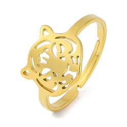 Тигр 201 регулируемое кольцо из нержавеющей стали для женщин, животное/заметка/футбол, тигр, 11.5 мм, внутренний диаметр: 18 мм