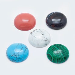 Смешанные камни Натуральные и синтетические смешанные каменные кабошоны, полукруглый, 24.5x7~8 мм