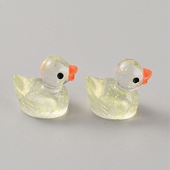 Шампанско-Желтый Миниатюрные уточки из смоляных блесток для украшения дома, микроландшафтные орнаменты, шампанское желтый, 16x11.5x16 мм