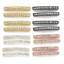 Mixed Color Alloy Rhinestone Bar Spacers, Arc, Mixed Color, 38x4x5.5mm, Hole: 2mm
