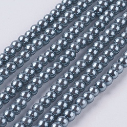 Серый Круглые бусины из экологически чистого окрашенного стекла с жемчугом, класс А, хлопковый шнур , серые, 3~3.5 мм, отверстие : 0.7~1.1 мм, около 135 шт / нитка, 15 дюйм