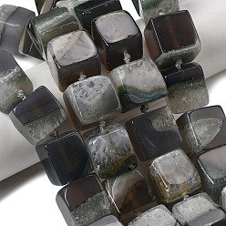 Серый Природный агат бисер нитей, кубические, с бисером, серые, 14~17x14~17x14~16 мм, отверстие : 1.4~1.6 мм, около 22 шт / нитка, 16.34''~16.73'' (41.5~42.5 см)