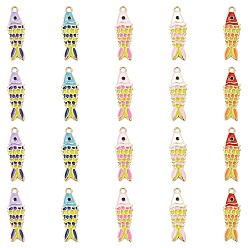 (52) Непрозрачная лаванда 40 шт 5 цвета сплава эмалевые подвески, рыбы прелести, золотые, разноцветные, 26x8 мм, 8 шт / цвет