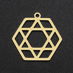 Golden 201 Edelstahl Anhänger, Laserschnitt, Davidstern, golden, 24x24x1 mm, Bohrung: 1.8 mm