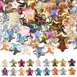 (52) Непрозрачная лаванда 216 шт 18 цвета гальванические стеклянные бусины, прозрачный/непрозрачный/половина покрытия, звезда, разноцветные, 8x4 мм, отверстие : 1 мм, 12 шт / цвет