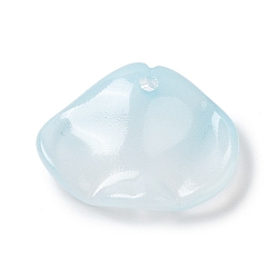 Sky Blue Glass Pendants, Red Lily, Shell Shape Charms, Sky Blue, 15.5x20x5mm, Hole: 1.4mm
