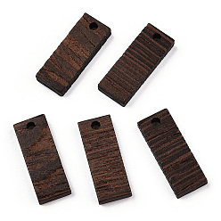 Coconut Brown Natural Wenge Wood Pendants, Undyed, Rectangle Charms, Coconut Brown, 23x9x3.5mm, Hole: 2mm
