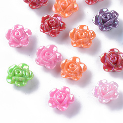 (52) Непрозрачная лаванда Непрозрачные акриловые бусины, с покрытием AB цвета, цветок, разноцветные, 12x7 мм, Отверстие : 1.6 мм , около 1300 шт / 500 г