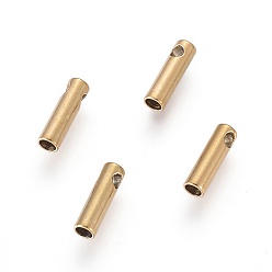 Golden Ion Plating(IP) 304 Stainless Steel Cord Ends, End Caps, Column, Golden, 7x2mm, Hole: 1mm, Inner Diameter: 1.5mm